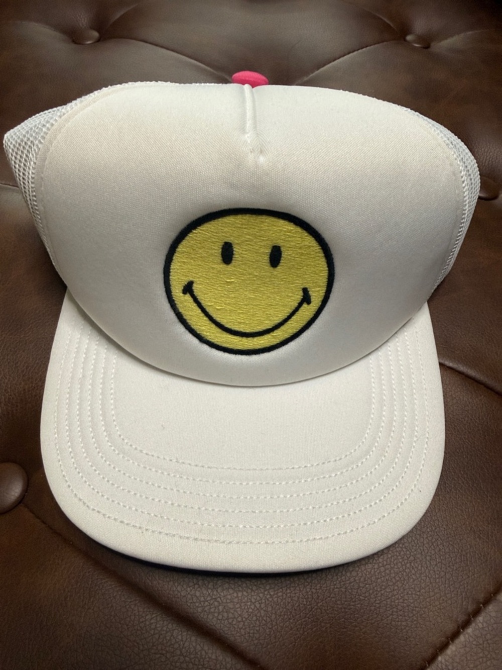 American Eagle White Smiley Face Trucker Hat